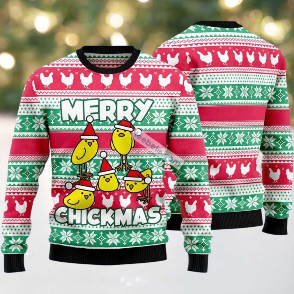 Merry Chickmas Ugly Christmas Sweater Green Red Best Merry Chickmas Ugly Christmas Sweater Green Red Best