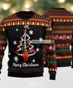 Merry Christmas Firefighter Dad Ugly Christmas Sweater Mens Sweatshirt