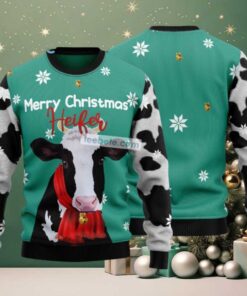 Merry Christmas Heifer Cow Face Ugly Christmas Sweater On Sale