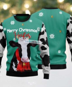 Merry Christmas Heifer Cow Face Ugly Christmas Sweater On Sale, hoodie, sweater, long sleeve and tank top Merry Christmas Heifer Cow Face Ugly Christmas Sweater On Sale