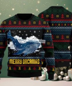 Merry Christmas Orcas Killer Whale Ugly Christmas Sweater Black Matching Merry Christmas Orcas Killer Whale Ugly Christmas Sweater Black Matching