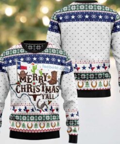 Merry Christmas Yall Texas Cowboys Ugly Christmas Sweater Vacation