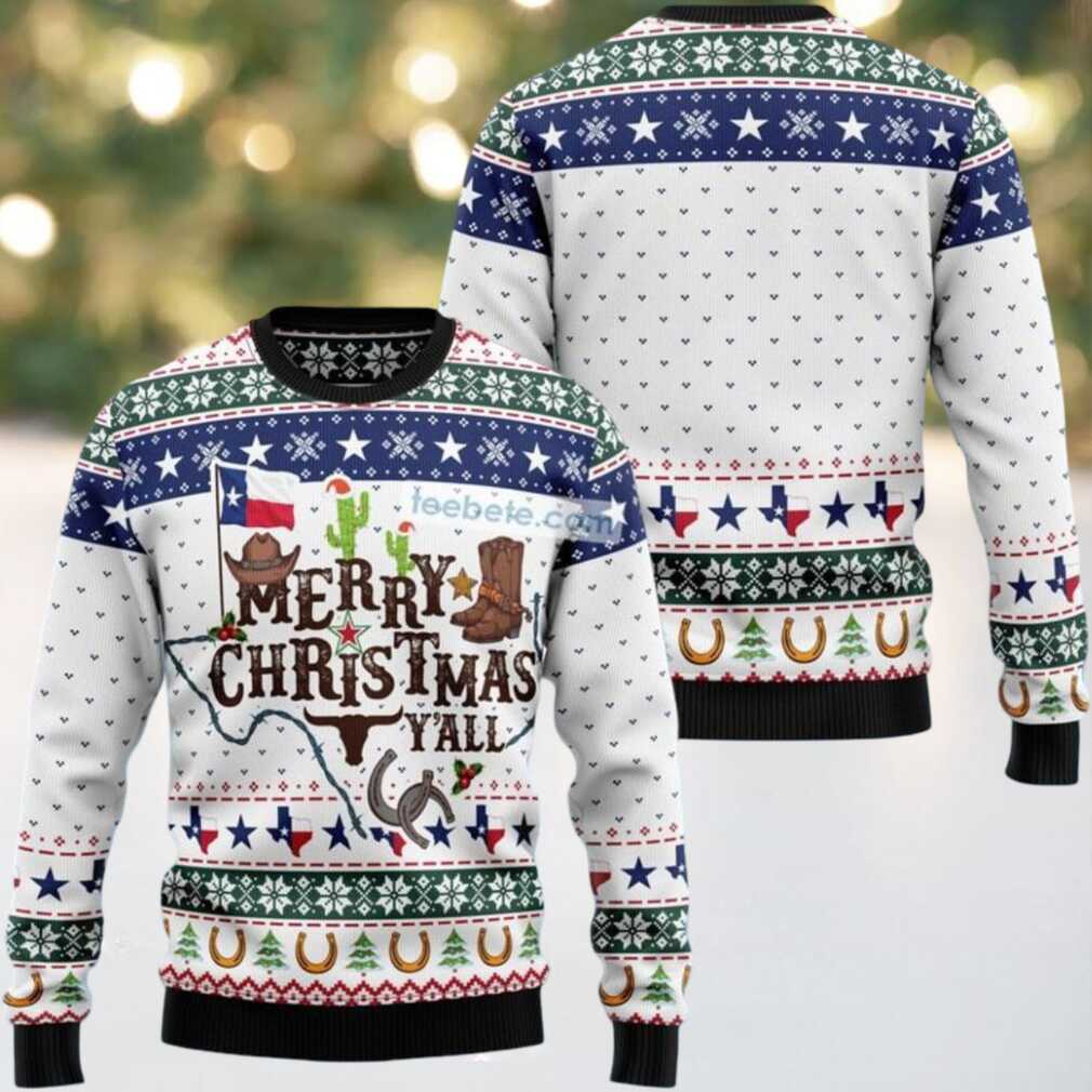 Merry Christmas Yall Texas Cowboys Ugly Christmas Sweater Vacation Merry Christmas Yall Texas Cowboys Ugly Christmas Sweater Vacation