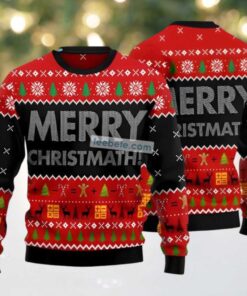 Merry Christmath Teacher Gift Ugly Christmas Sweater Red Black Vacation