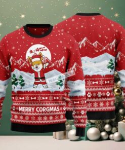 Merry Corgmas Corgi Dancing Under Moon Ugly Christmas Sweater Vintage Merry Corgmas Corgi Dancing Under Moon Ugly Christmas Sweater Vintage