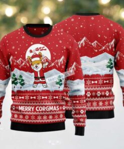 Merry Corgmas Corgi Dancing Under Moon Ugly Christmas Sweater Vintage