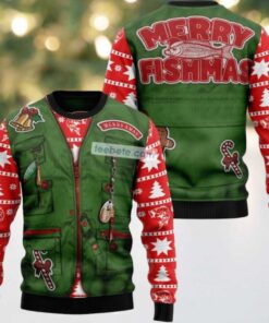 Merry Fishmas Jacket Pattern Ugly Christmas Sweater Most