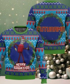 Merry Kissmyass Futurama Ugly Christmas Sweater Merry Kissmyass Futurama Ugly Christmas Sweater