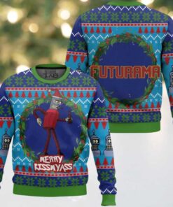Merry Kissmyass Futurama Ugly Christmas Sweater Merry Kissmyass Futurama Ugly Christmas Sweater