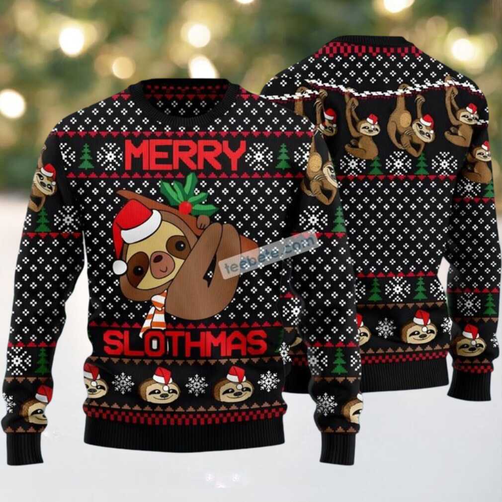 Merry Slothmas Ugly Sweater Black Merry Slothmas Ugly Sweater Black