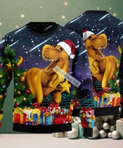 Merry T Rex Christmas Ugly Christmas Sweater Blue Mens Merry T Rex Christmas Ugly Christmas Sweater Blue Mens