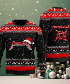 Metallica Band Logo With Santa Hat 2025 Ugly Christmas Sweater
