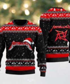 Metallica Band Logo With Santa Hat 2025 Ugly Christmas Sweater