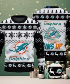 Miami Dolphins Fins Up Christmas Ugly Sweater Miami Dolphins Fins Up Christmas Ugly Sweater