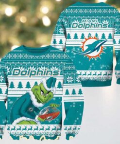 Miami Dolphins Football x Grinch NFL Limited Edition Ugly Christmas Sweater 2025