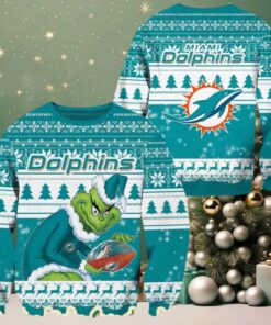 Miami Dolphins Football x Grinch NFL Limited Edition Ugly Christmas Sweater 2025