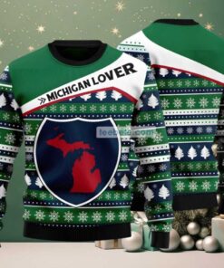 Michigan Lover State Ugly Christmas Sweatshirt Green Best