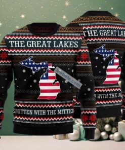 Michigan Smitten With The Mitten Ugly Christmas Sweater Green Vacation Michigan Smitten With The Mitten Ugly Christmas Sweater Green Vacation