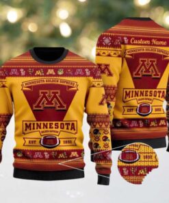 Minnesota Golden Gophers Football NCAA Team Logo Custom Name Ugly Christmas Sweater