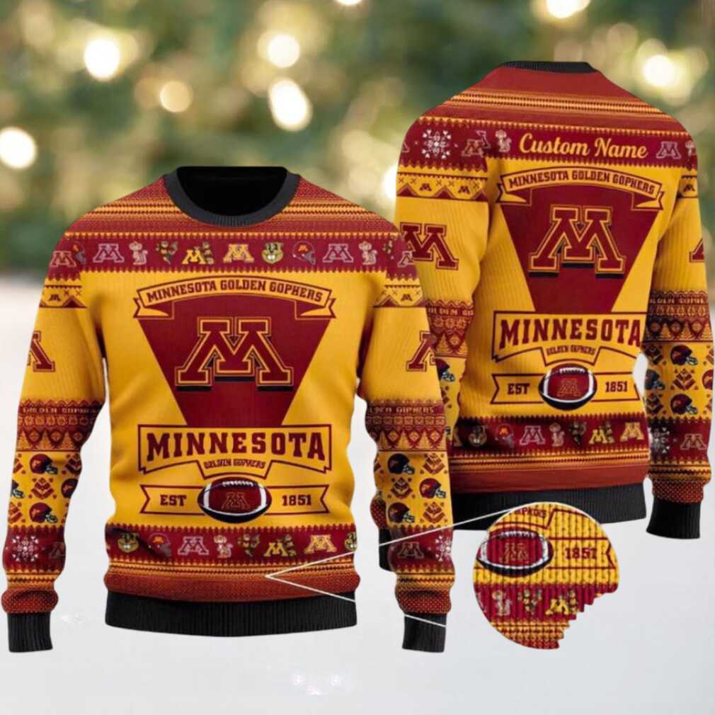 Minnesota Golden Gophers Football NCAA Team Logo Custom Name Ugly Christmas Sweater Minnesota Golden Gophers Football NCAA Team Logo Custom Name Ugly Christmas Sweater