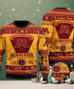 Minnesota Golden Gophers Football NCAA Team Logo Custom Name Ugly Christmas Sweater