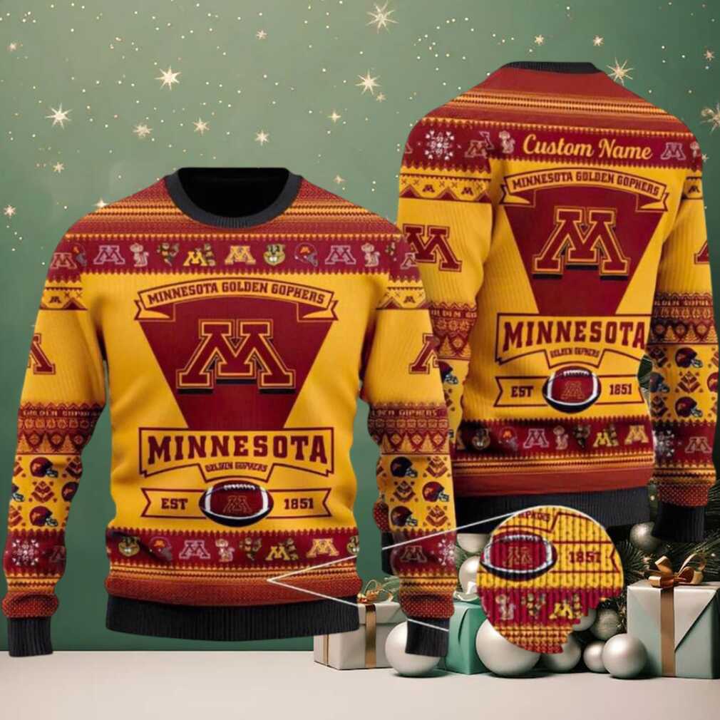 Minnesota Golden Gophers Football NCAA Team Logo Custom Name Ugly Christmas Sweater Minnesota Golden Gophers Football NCAA Team Logo Custom Name Ugly Christmas Sweater
