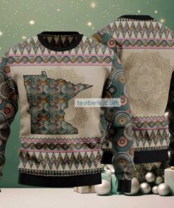Minnesota Mandala Pattern Ugly Sweater Blue Funny Minnesota Mandala Pattern Ugly Sweater Blue Funny
