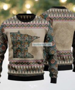 Minnesota Mandala Pattern Ugly Sweater Blue Funny