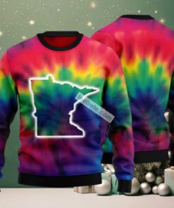 Minnesota Nice Tie Dye Ugly Christmas Sweater Red Funny