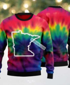 Minnesota Nice Tie Dye Ugly Christmas Sweater Red Funny, hoodie, sweater, long sleeve and tank top Minnesota Nice Tie Dye Ugly Christmas Sweater Red Funny