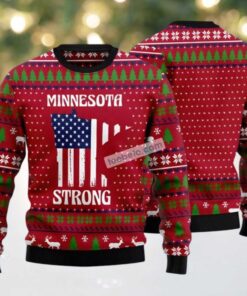 Minnesota Strong Map Ugly Christmas Sweater Red Family
