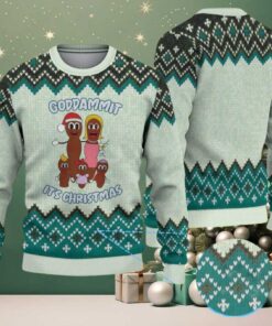 Mint Green & Black “Goddammit It’s Christmas” South Park Mr. Hankey Zigzag Pattern – Vintage Ugly Christmas Sweater