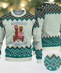 Mint Green & Black “Goddammit It’s Christmas” South Park Mr. Hankey Zigzag Pattern – Vintage Ugly Christmas Sweater