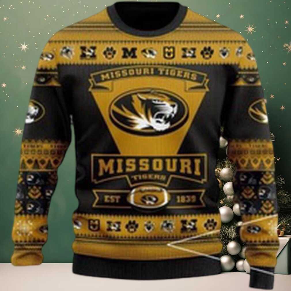 Missouri Tigers Logo Custom Name For Football Fans NCAA Ugly Christmas Sweater Missouri Tigers Logo Custom Name For Football Fans NCAA Ugly Christmas Sweater