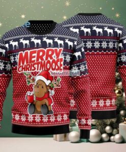 Moose Merry Baby Reindeer Ugly Christmas Sweater Red Blue Couples Moose Merry Baby Reindeer Ugly Christmas Sweater Red Blue Couples