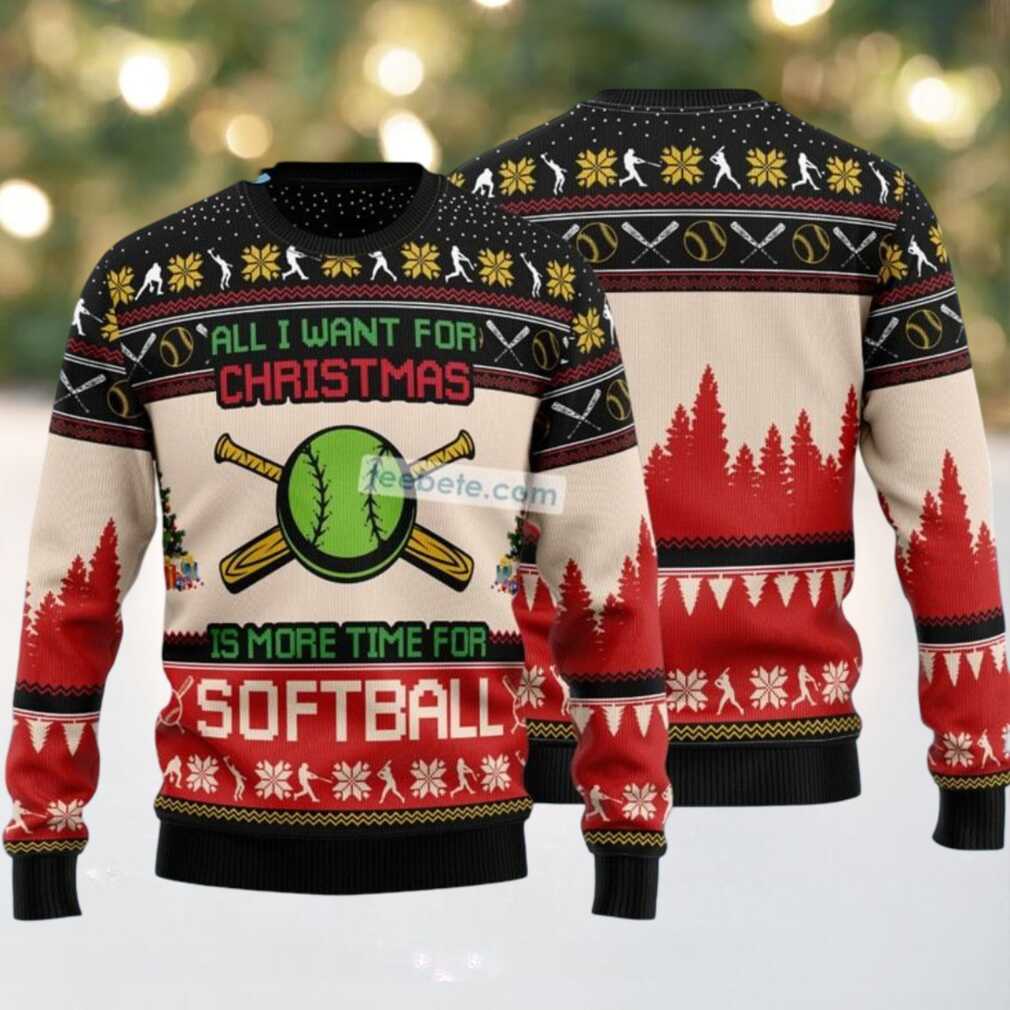 More Time For Softball Ugly Cardigan Christmas, hoodie, sweater, long sleeve and tank top More Time For Softball Ugly Cardigan Christmas