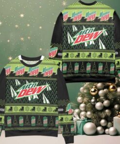 Mountain Dew Pine Tree Snowflake Pattern Ugly Christmas Sweater