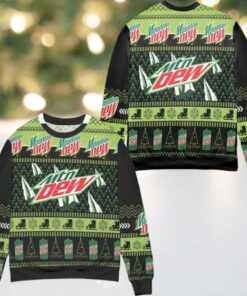 Mountain Dew Pine Tree Snowflake Pattern Ugly Christmas Sweater