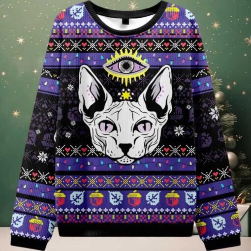 Mystical Cat Ugly Christmas Sweater