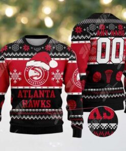 NBA Atlanta Hawks Special Custome Name And Number 2025 Knitted Ugly Christmas Sweater
