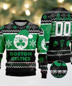 NBA Boston Celtics Special Custome Name And Number 2025 Knitted Ugly Christmas Sweater