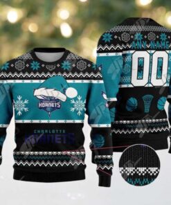 NBA Charlotte Hornets Special Custome Name And Number 2025 Knitted Ugly Christmas Sweater