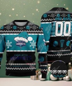 NBA Charlotte Hornets Special Custome Name And Number 2025 Knitted Ugly Christmas Sweater