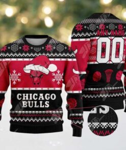 NBA Chicago Bulls Special Custome Name And Number 2025 Knitted Ugly Christmas Sweater