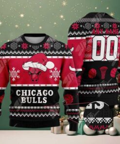 NBA Chicago Bulls Special Custome Name And Number 2025 Knitted Ugly Christmas Sweater