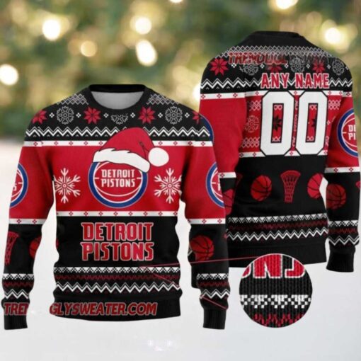 NBA Detroit Pistons Frosty Hoops Ugly Christmas Sweater