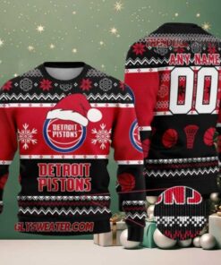 NBA Detroit Pistons Frosty Hoops Ugly Christmas Sweater