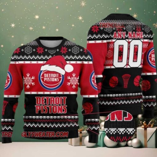 NBA Detroit Pistons Frosty Hoops Ugly Christmas Sweater