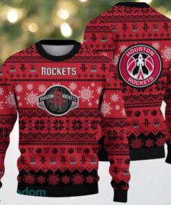 NBA Houston Rockets Snowy Basketball Slam Ugly Christmas Sweater