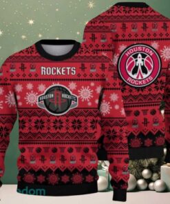 NBA Houston Rockets Snowy Basketball Slam Ugly Christmas Sweater